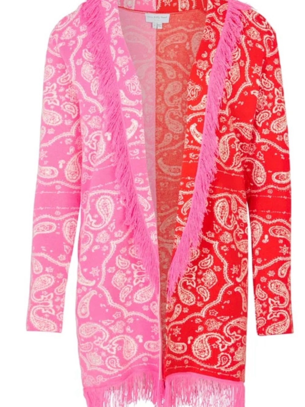 Never Fully Dressed Bandana Clash Cardigan Red Pink Paisley Size M